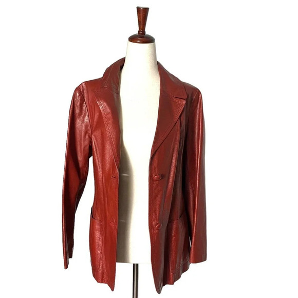 Vintage 70s Augusto Gonzalez Leather Blazer Medium - Picture 1 of 4